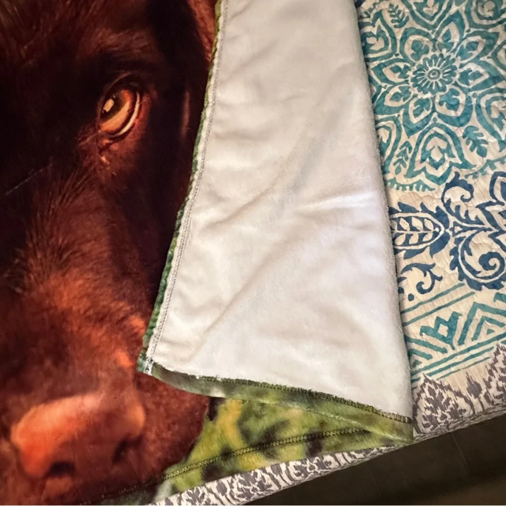 Plush Chocolate Labrador Dog Throw Blanket - Brown